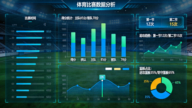 体育数据分析界面与比赛统计数据可视化展示