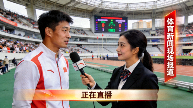 体育新闻现场记者采访与赛事报道画面